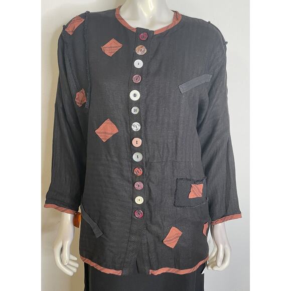 In the Mix Black CA 2 Pc Set M NWT Dress Jacket Lagenlook Nothing Matches Patch - Picture 5 of 16